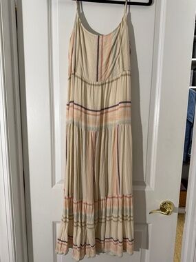 Rip Curl Cream Maxi Skirt with Multicolor Stripes